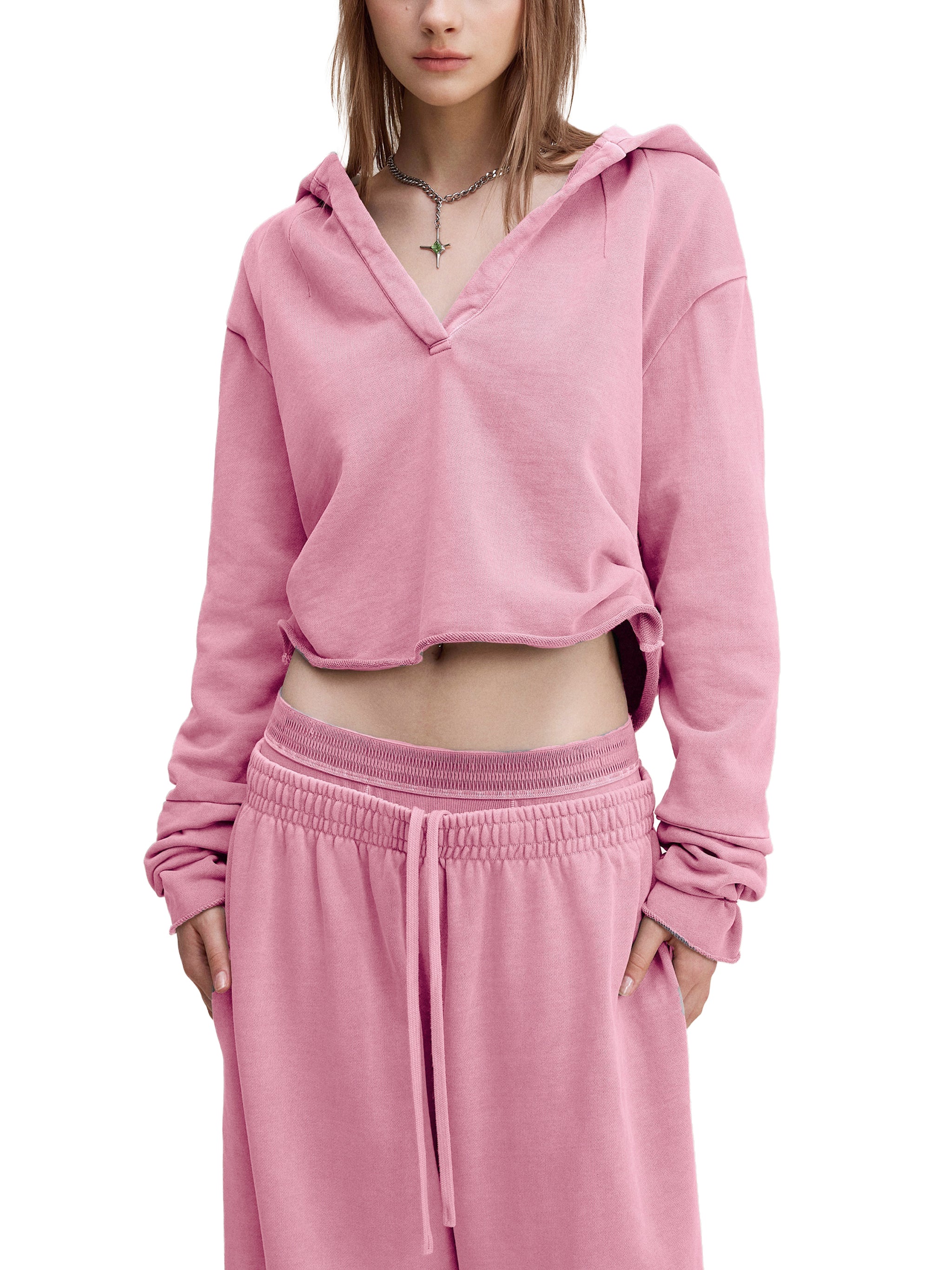 Vintage Washed Raw Edge Hoodie